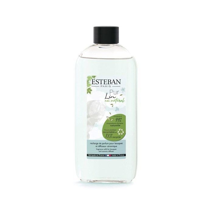 Recharge bouquet parfumé - ESTEBAN - Pur Lin - 200 ml - 99% ingrédients naturels - Alcool végétal bio
