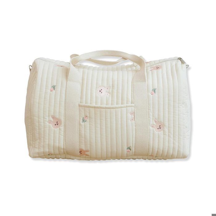 Bolso cambiador grande bordado para bebé, bolso de viaje, bolso de maternidad, bolso cambiador con correa para el hombro, conejo
