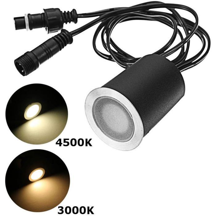 Confezione da 16 faretti LED da incasso per esterni, IP67, 12V, 0,6W, luce bianca neutra 4500K, in acciaio inox 304.