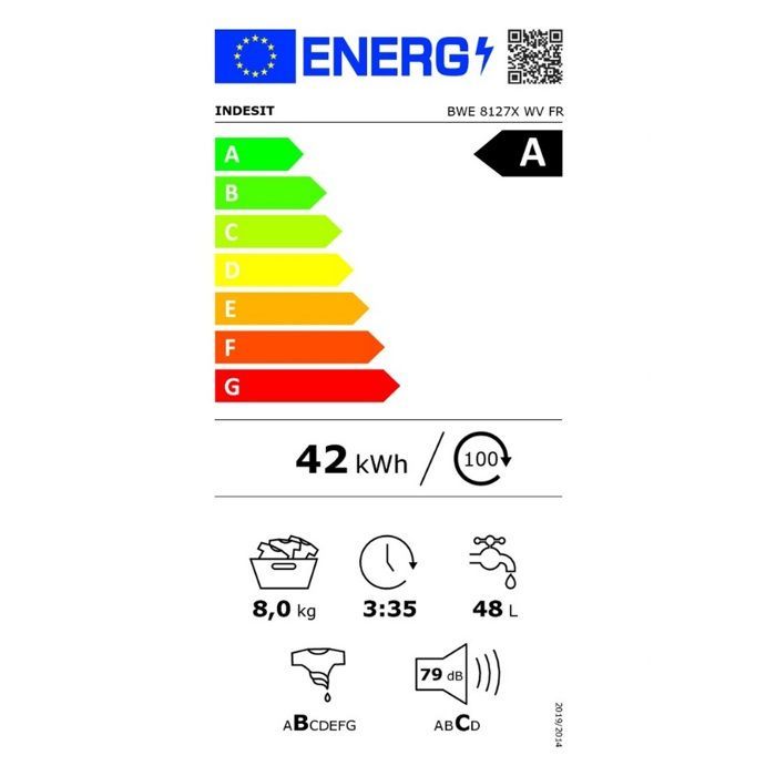 Lavatrice a carica frontale - INDESIT - BWE8127XWVFR - 8 kg - 1200 giri/min - Push&Go Steam
