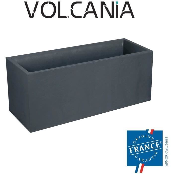 Vaso de plantas - EDA - Volcania - 98 L - Interior/Exterior - Acabamento em pedra - 99,5 x 39 x A. 43 cm - Cinza antracite