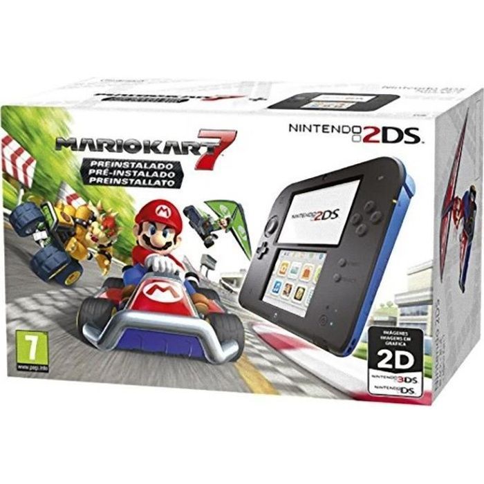 Consola portátil Nintendo 2DS - Negro/Azul - Mario Kart 7 preinstalado - 4 GB de almacenamiento