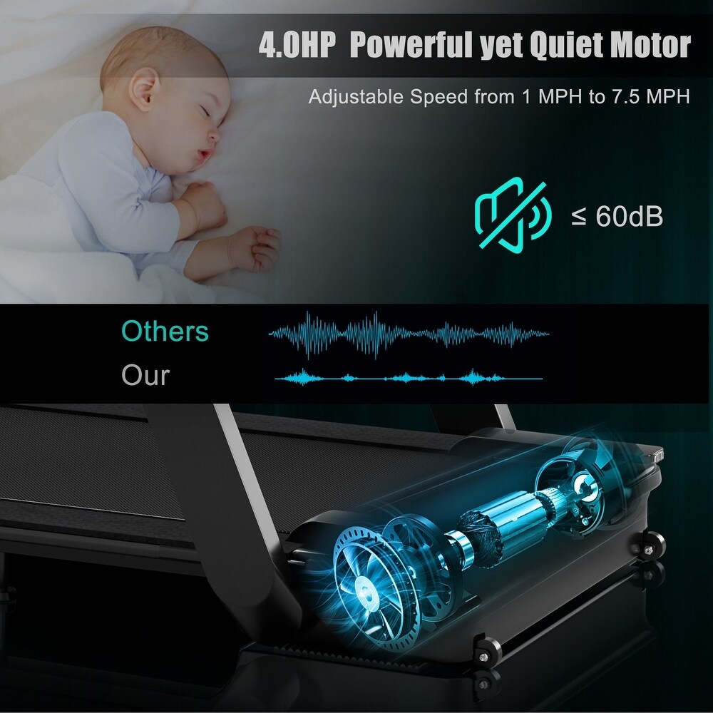 4.0HP Opvouwbare elektrische loopband/joggingmachine met luidspreker en LED-verlichting - 57,5 x 31 x 43,5 (L x B x H)