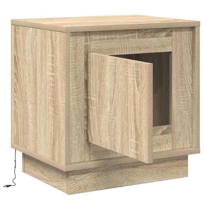 Bedside table - Sonoma oak - 1 drawer - LED lighting - Contemporary style