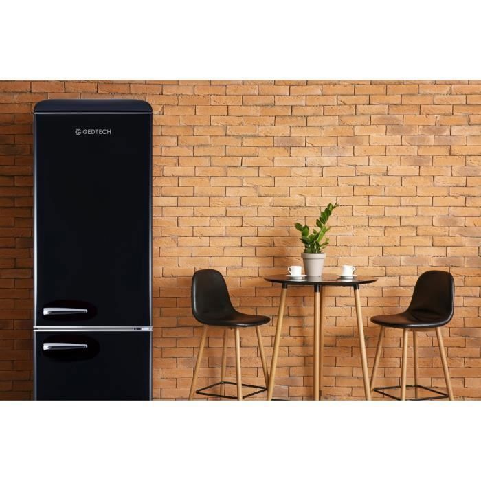 Réfrigérateur combiné vintage GEDTECH GCBV310BL - Noir - 310L - Classe E