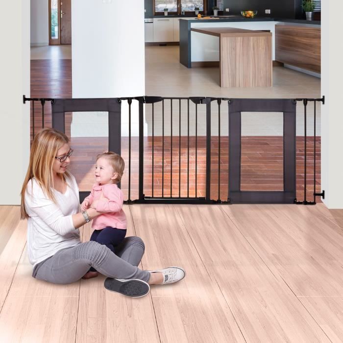 Safety gate - DREAMBABY - DENVER - 3 panels - 85.5-200 x 74 cm - Bidirectional - Black