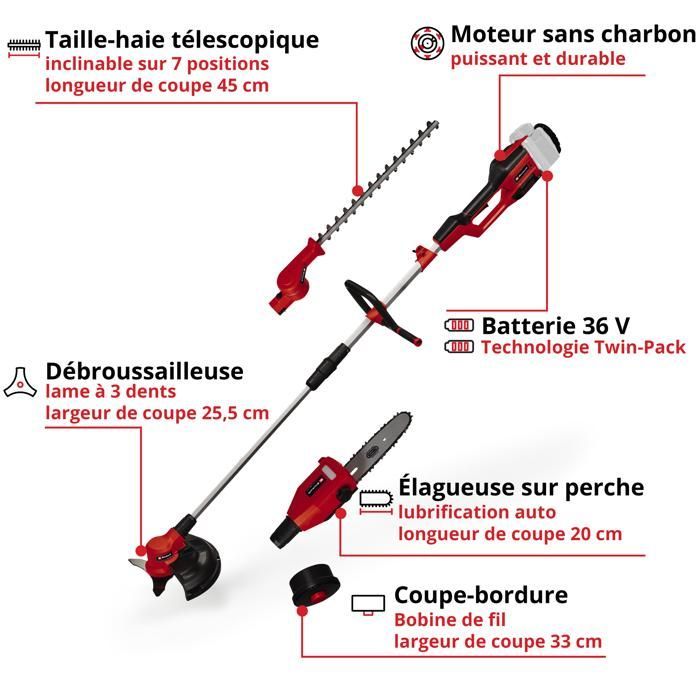 Einhell Outil multifonctions 4en1 sans fil GE-LM 36/4in1 Li-Solo PXC (36V) Livré sans Batterie ni Chargeur