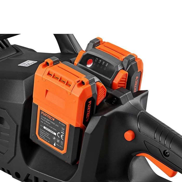 Motosierra inalámbrica FUXTEC FX-E2KSSET de 2 x 20 V - Longitud de corte de 35 cm, baterías y cargador doble.