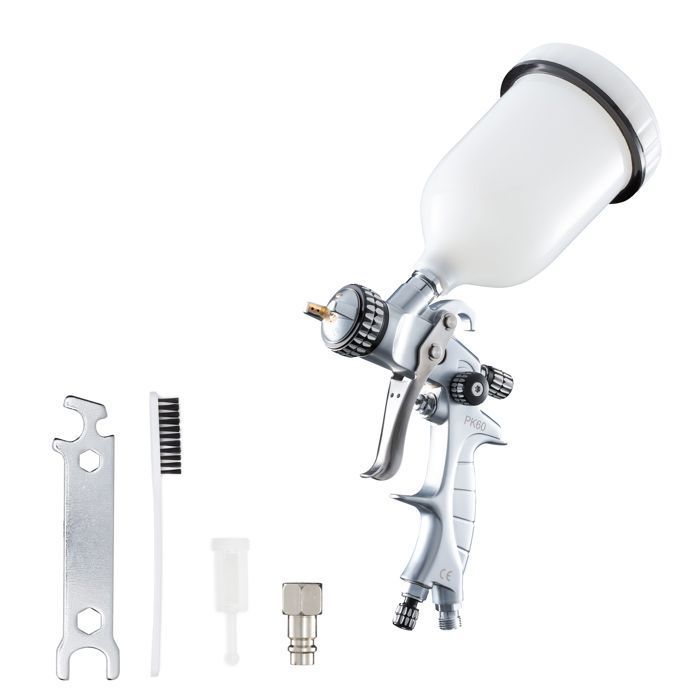 Pistola pulverizadora de pintura BENBOW PK60 - Profesional - Boquilla de 1,8 mm - Vaso de alimentación por gravedad de 600 ml