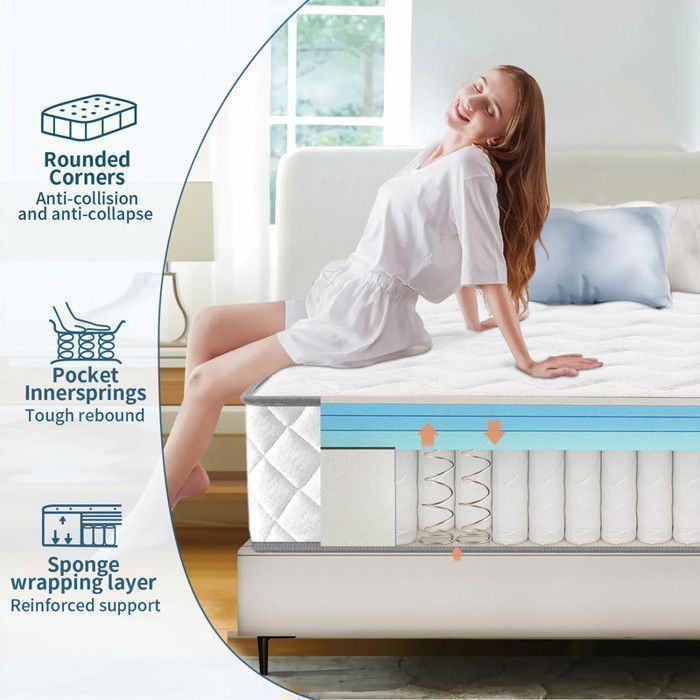 Colchón de 140 x 190 cm - Grosor 30 cm, certificado OEKO-TEX®, colchón de muelles premium, espuma viscoelástica, firmeza media H3, hipoalergénico.