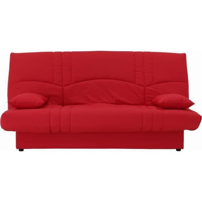3-seater click-clack sofa bed - Red fabric - W 190 x D 92 cm - DREAM - Contemporary style