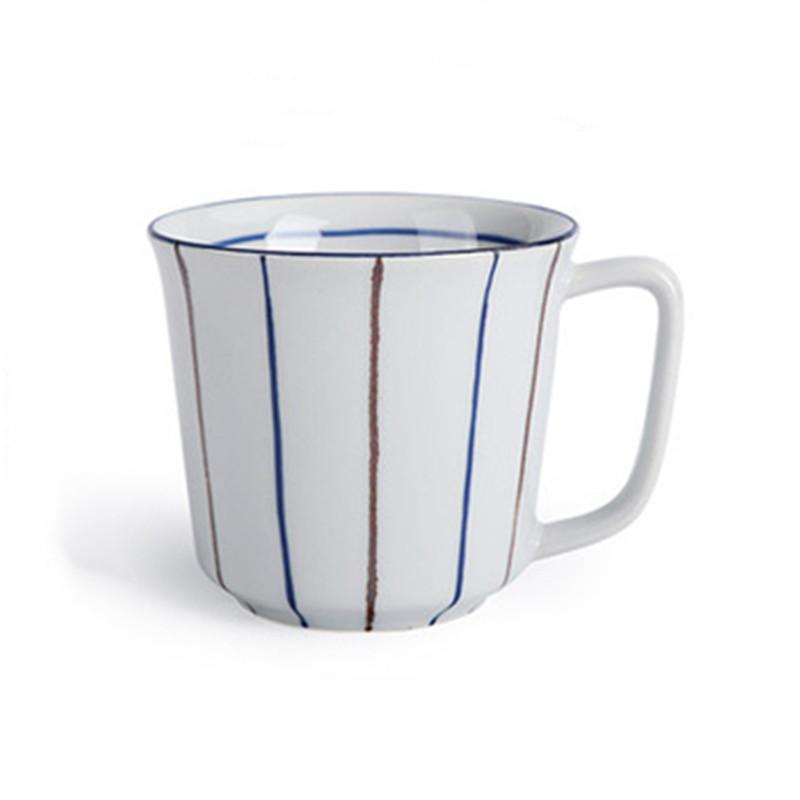 Ceramiczny kubek na wodę z uchwytem, kubek na mleko na śniadanie, ceramiczny kubek malowany ręcznie, japoński kubek do kawy z podszkliwnym wykończeniem