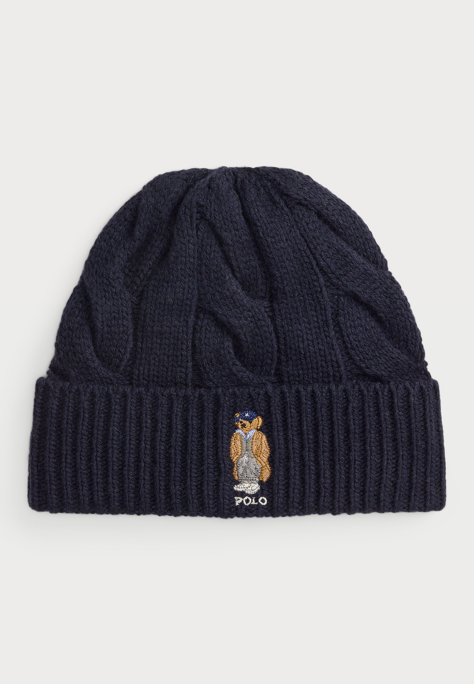 POLO BEAR CABLE WOOL BLEND BEANIE - Čepice - navy