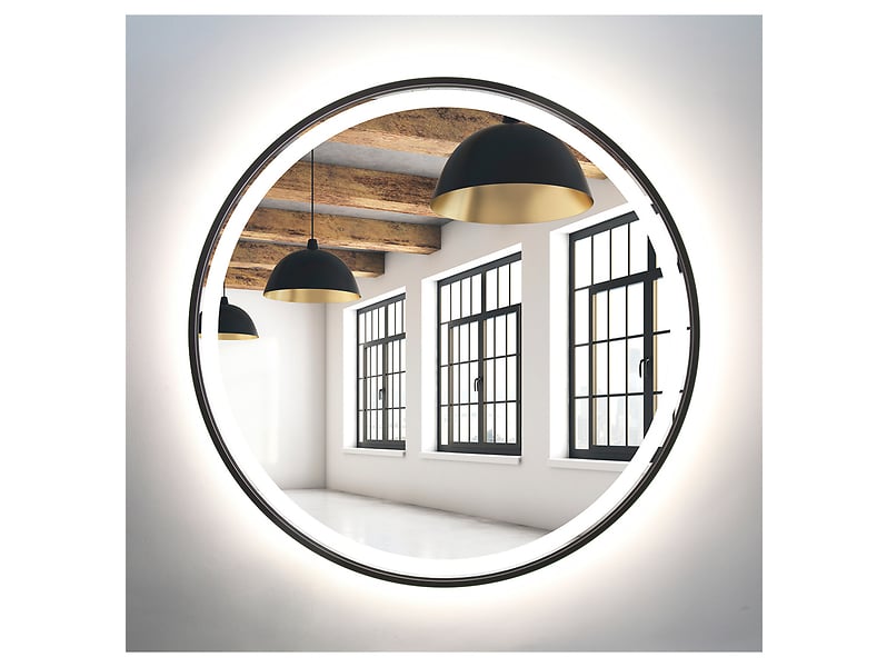 Lustro łazienkowe ścienne LED 80 cm bez włącznika czarne