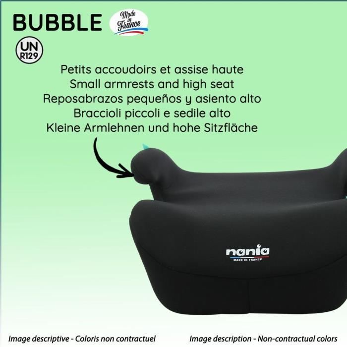 Siège auto réhausseur - NANIA - Bubble - Groupe 3 - 126-150 cm - I-Size - Ceinturé - Noir