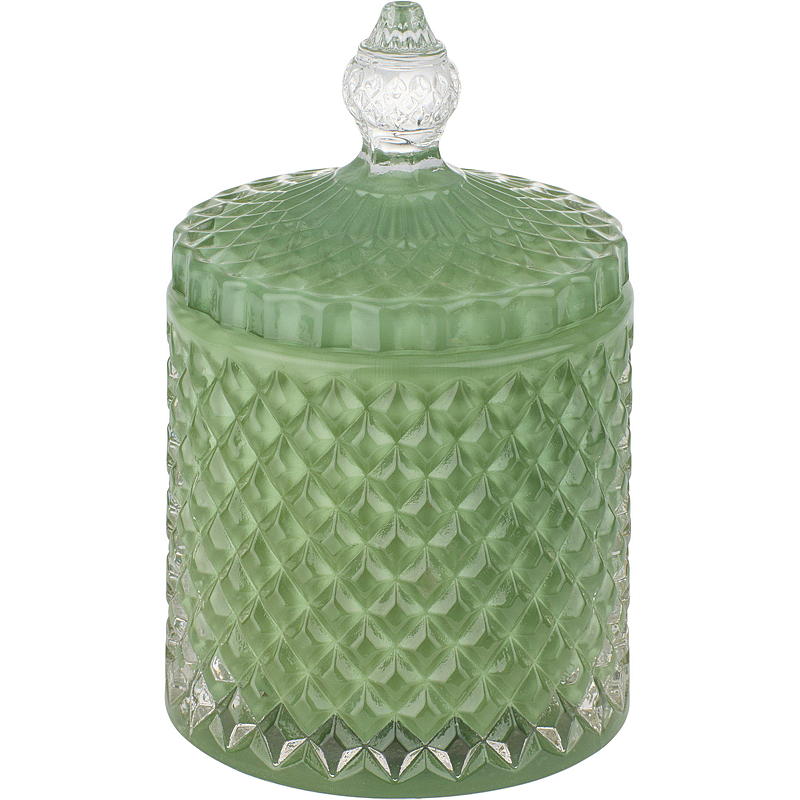 Vela aromática Vie Selected con forma de diamante y eucalipto verde.