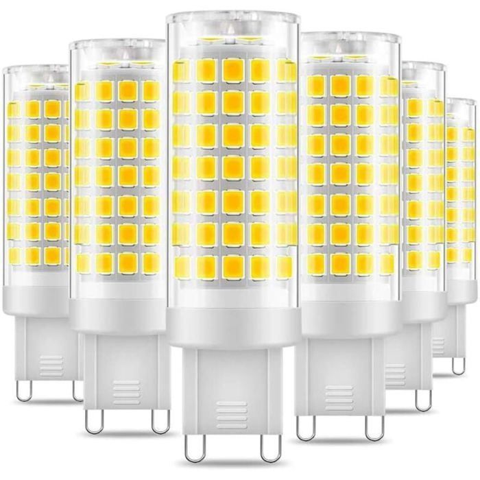 Ampoule G9 LED Blanc Froid 6000K 7W Lampes Equivalente 60W Halogène Lumière 650LM  G9 Standard AC 220-240V Non-dimmable Lot de 6