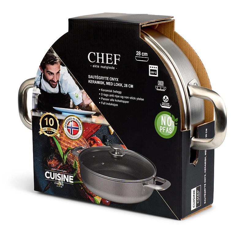 Pentola da cucina Chef ø 28 cm con coperchio in ceramica onice