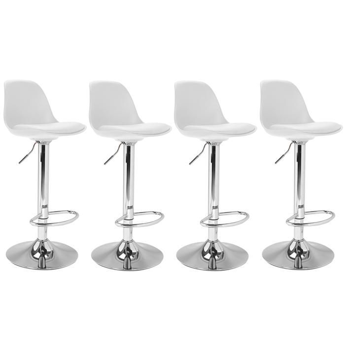Conjunto de 4 banquetas de bar brancas com design KARL da IDMARKET