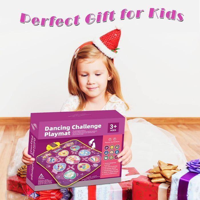 Interactieve dansmat voor meisjes van 3-12 jaar, met 9 LED-pijlen, muziek, dansmat, ideaal als cadeau voor meisjes.