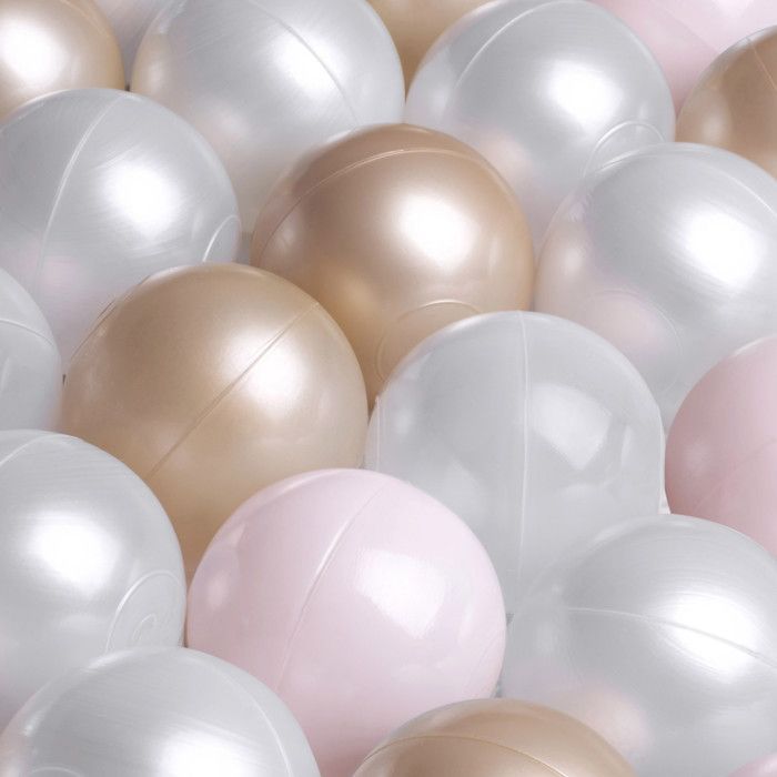 MISIOO Colorful Plastic Ball Pit Balls for Babies and Children, 6 cm, 450 Balls: Pink/Gold/Pearl White