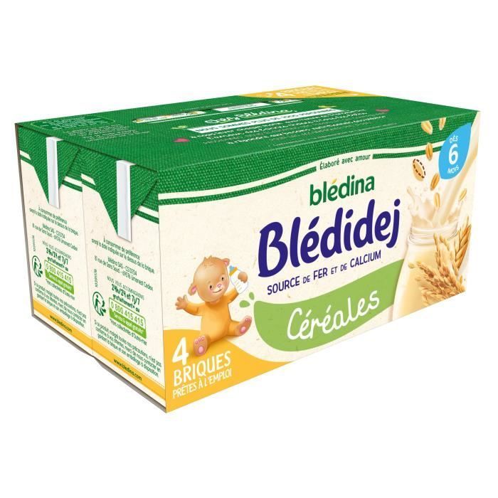 Blédina Blédidej, Céréales bébé Lactées dès 6 Mois, 250ml (4 briques)