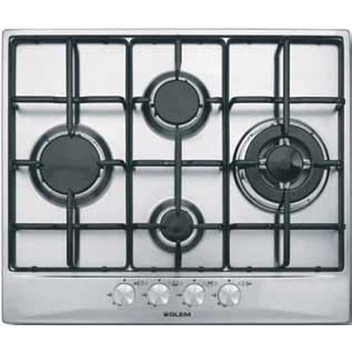 Cuisinière à gaz Glem GT645IX - Acier inoxydable - Émaillé - 4 brûleurs - Chaleur tournante