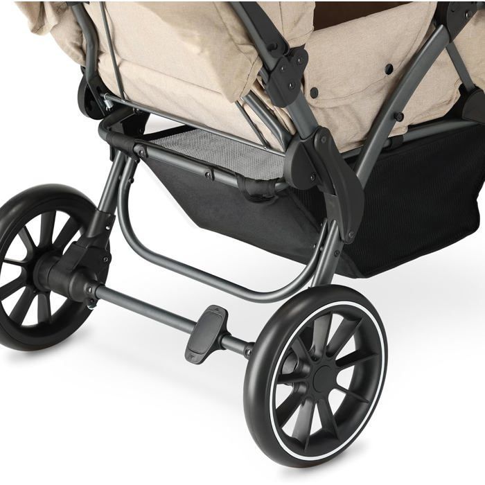 Cochecito doble tándem para niños - Arnés ajustable de 5 puntos - Apto hasta 4 años en color turrón