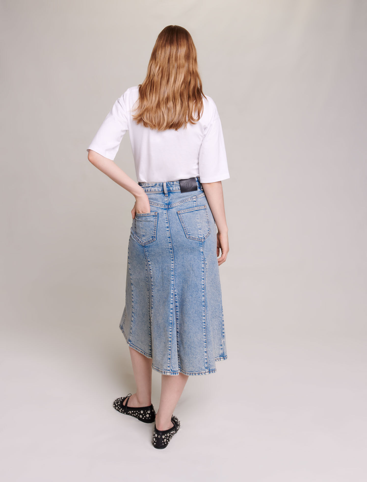 Fustă midi din denim - Albastră
