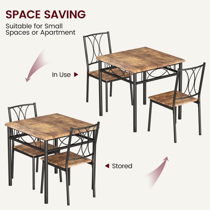 Ensemble Table et 2 Chaises, Set de Salle à Manger MDF, pour Cuisine, Petit Espace, Appartement, Jardin, Studio, Salon