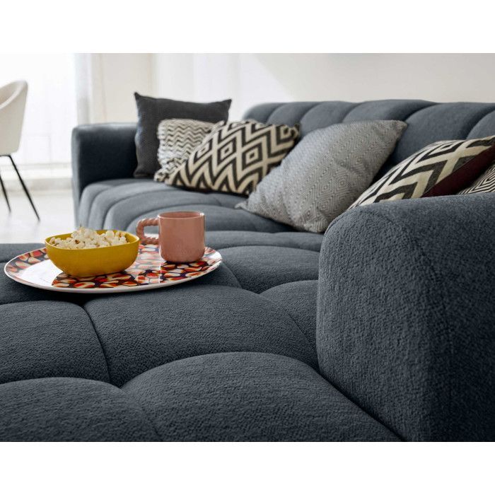 Ray – Ecksofa rechts – 4-Sitzer – mit strukturiertem Stoffbezug – Grau