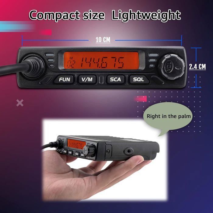 Walkie Talkie Retevis RT98, mini transceptor móvil de 199 canales CTCSS/DCS DTMF, mini radio móvil con micrófono (negro)