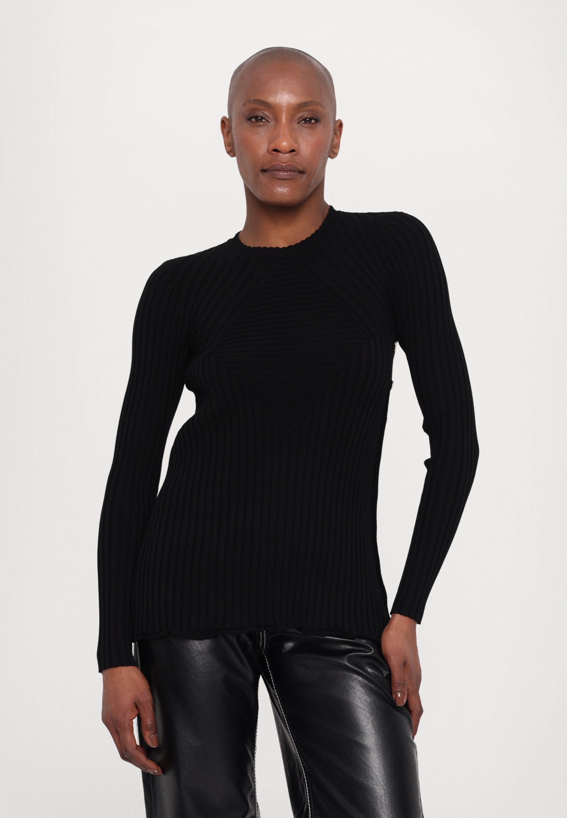 Rabanne top met lange mouwen - zwart
