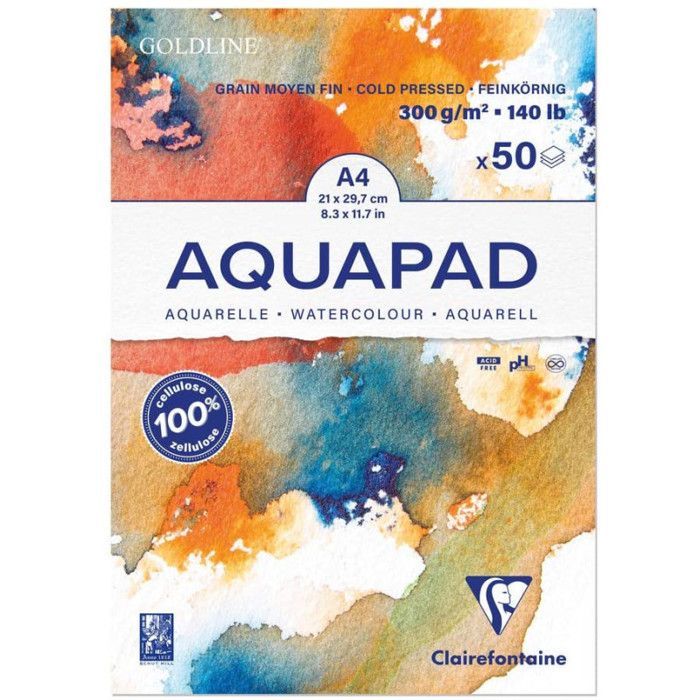 Aquarellpapier – Clairefontaine – 975721C – 300 g – A4 – 50 Blatt