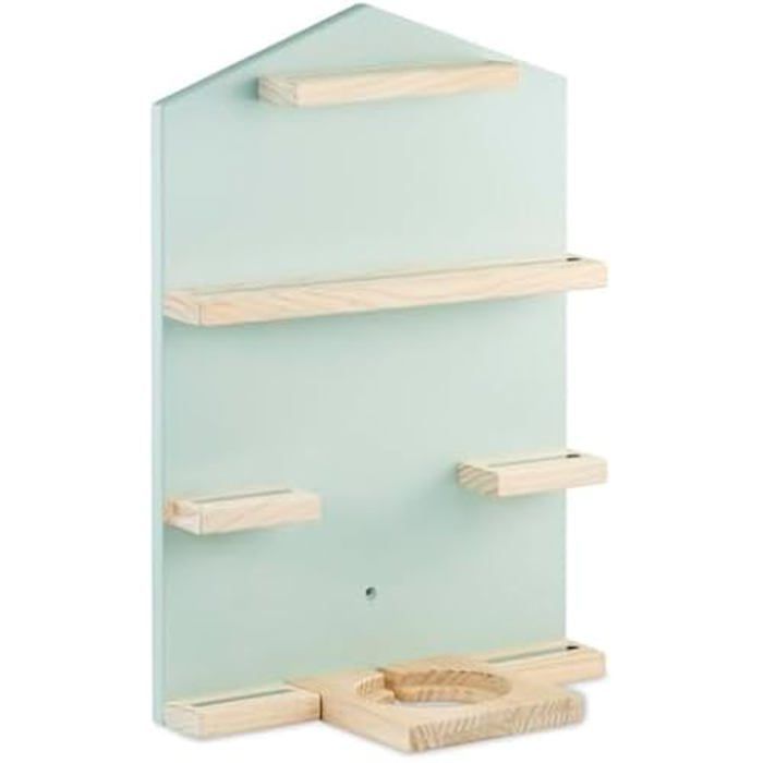 Étagère en Bois - HAMA - Maison - Pour 32 Figurines Tonie - Chargeur Inclus - Menthe
