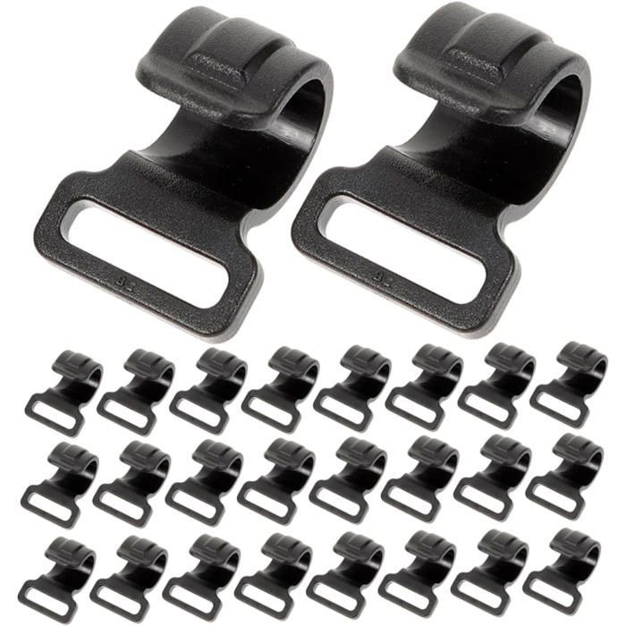 50 clips para postes de tienda de campaña, sujetadores resistentes para postes de tienda de campaña, abrazaderas negras para equipo de camping.