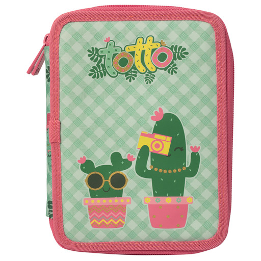 Estuche Escolar Dos Compartimentos  Lovely Cactus