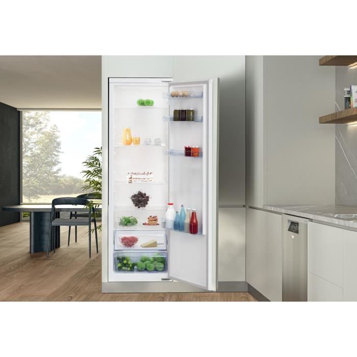 Réfrigérateur monoporte - BEKO - BSSA315K4SN - Intégrable - 309 L - Classe E - Clayette porte bouteille - 185,4x57,5x60