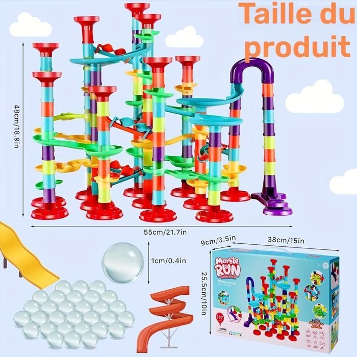 Pista de canicas colorida de 142 piezas, juego educativo STEM con canicas. Regalo de Navidad/cumpleaños para niños/niñas – idea para rellenar el calcetín navideño.