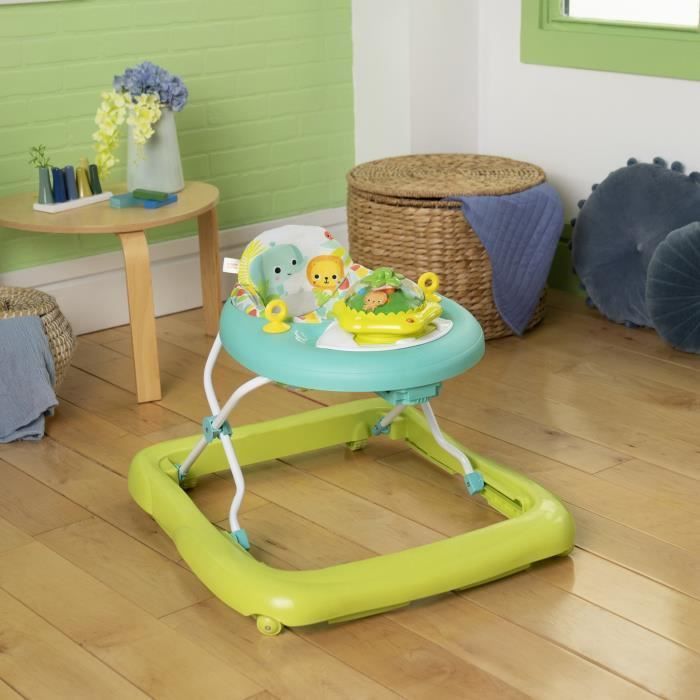 BRIGHT STARTS 2-in-1 Convertible and Foldable Baby Walker - Wanderlights - Removable Activity Toy, Music, Adjustable Height