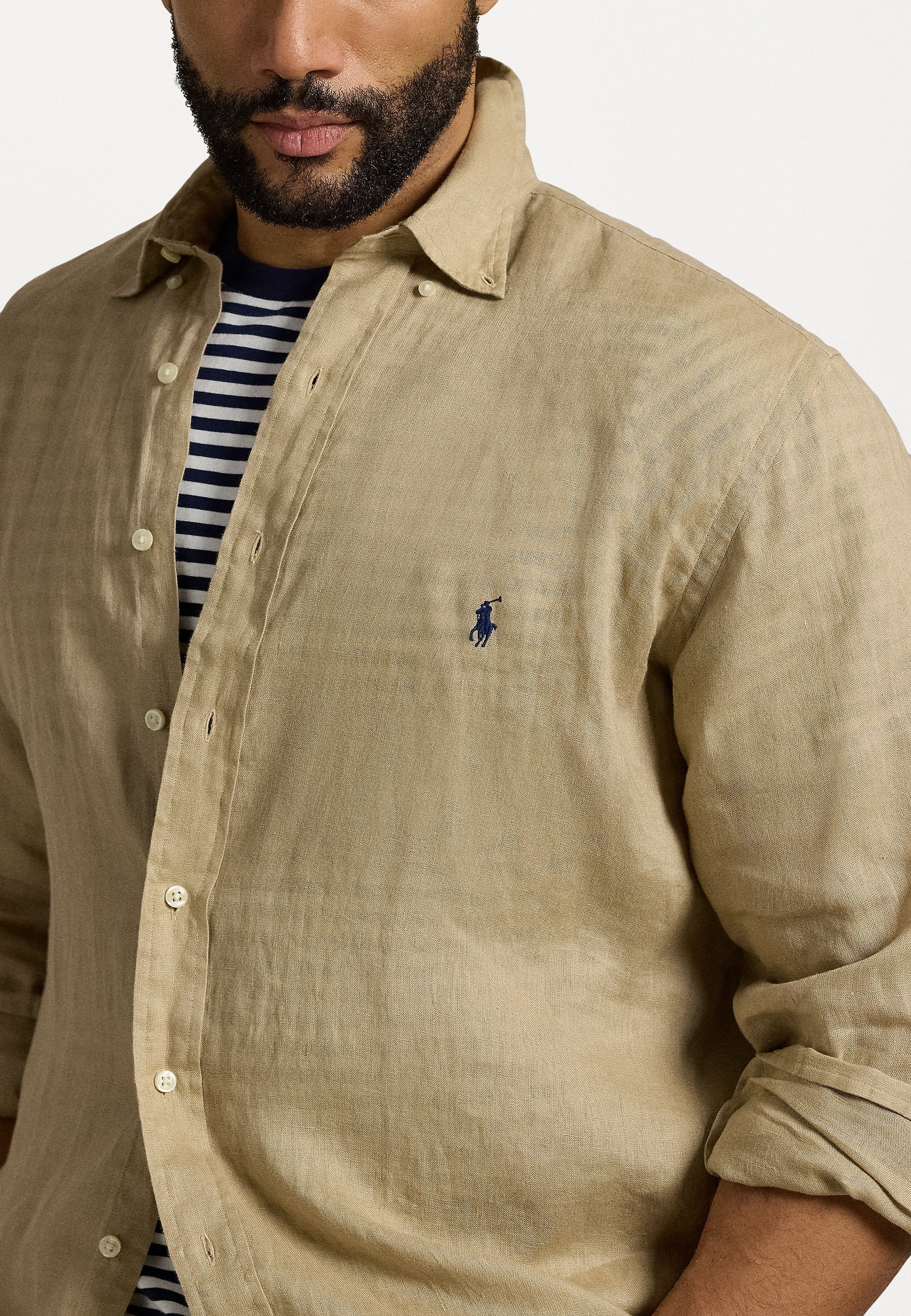 Polo Ralph Lauren linnen overhemd voor grote maten - Overhemd - kustbeige