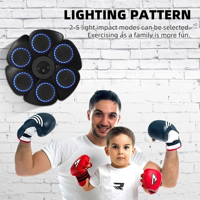 Máquina de boxeo musical, entrenador de boxeo de pared, juego de boxeo musical para adultos y niños, equipo de boxeo con guantes.