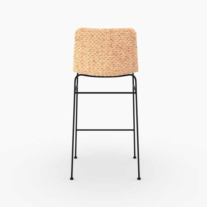 Lot de 2 chaises pour îlot central 66 cm en matière naturelle et noir - Faro - Rendez-Vous Déco