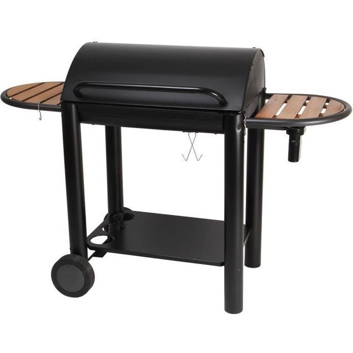 Barbecue a carbone Vulcano 3000 - SOMAGIC - Camera di combustione in ghisa, coperchio, griglia in acciaio cromato - Su carrello