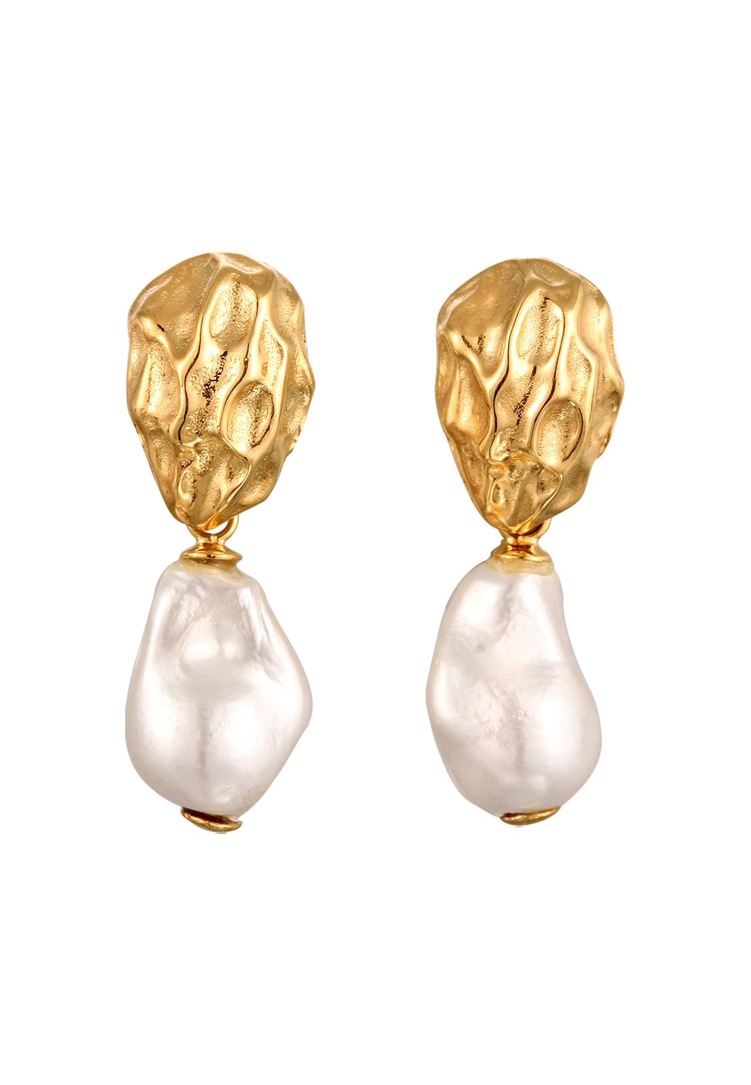 Elli Elli Boucles d'oreilles Femmes Coquillage Blanc Argent Sterling 925 Plaqué Or Tenue de soirée Or