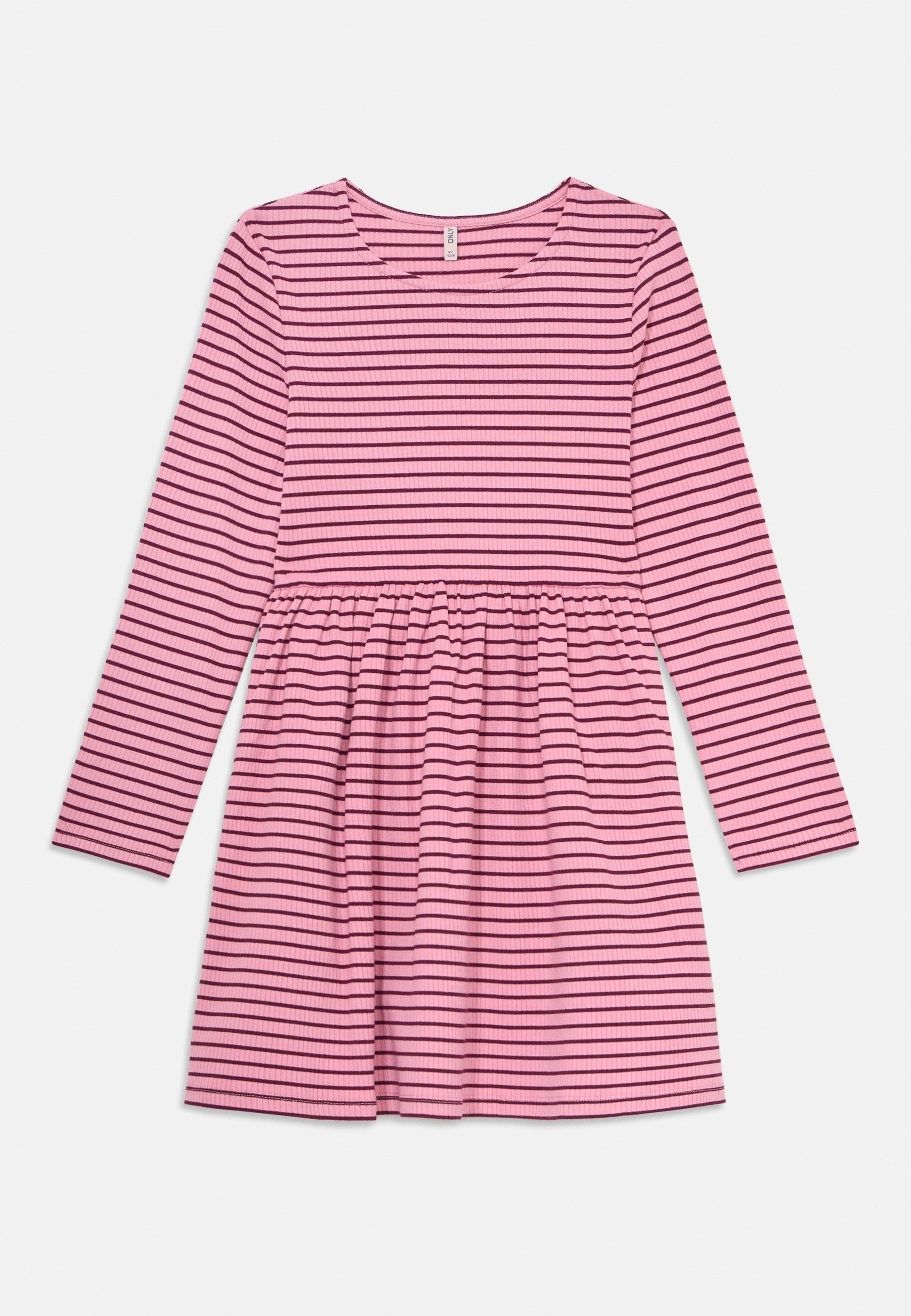 ONLY MINI KMGMAUDE LIFE STRIPE O NECK DRESS - Abito in jersey - rosa mare/malva vino