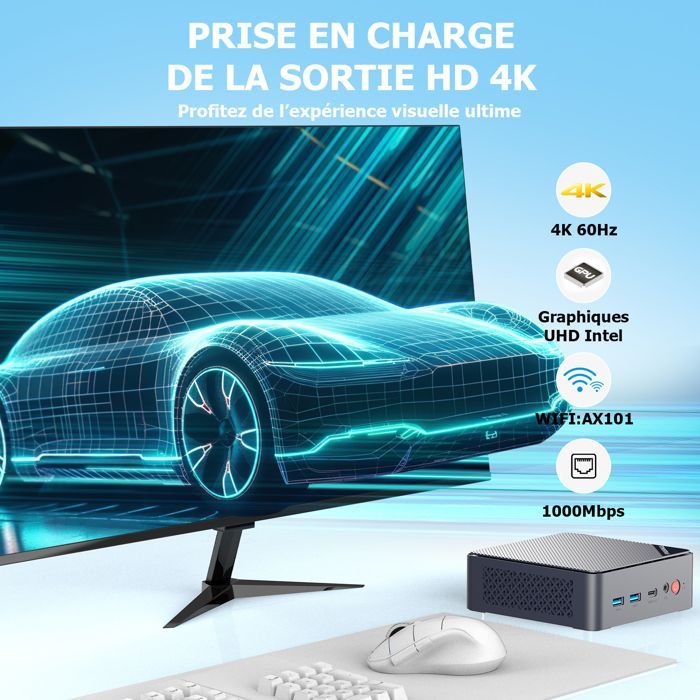 AWOW Mini PC W-11 Pro Twin Lake-N N150 neliydinsuoritin 3,60 GHz, 16 Gt:n DDR4 3200 MHz -levy, 512 Gt:n M.2 PCIE3.0 SSD