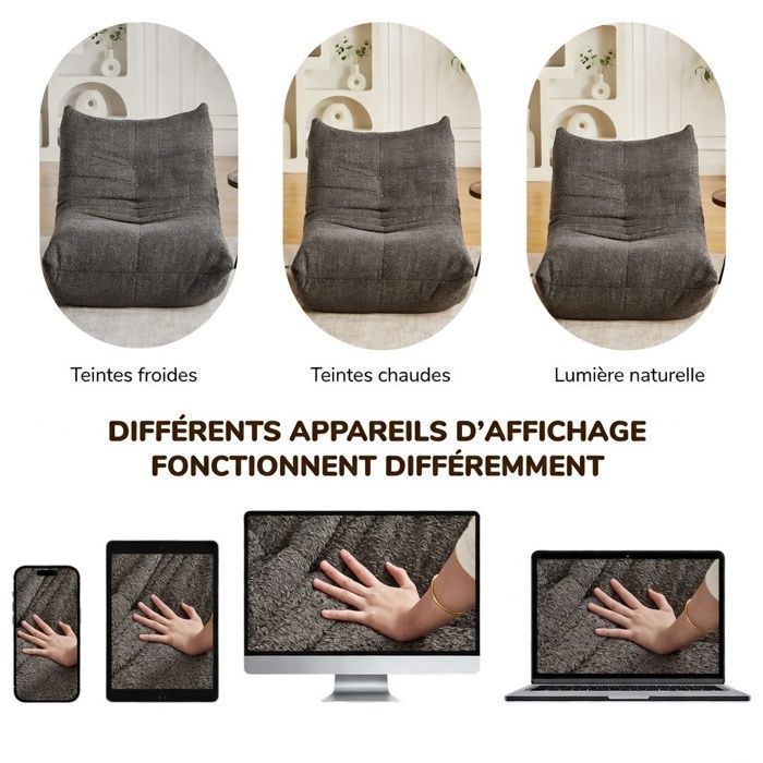 Sofá Togo de 2 plazas de chenilla, diseño Togging, sillón sin brazos, espuma viscoelástica – Comodidad Cloud