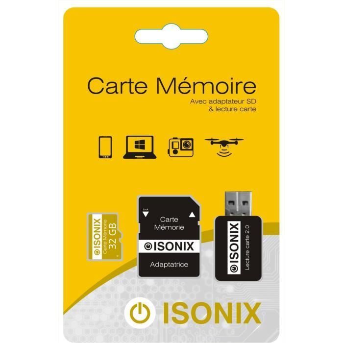 ISONIX Micro-SDHC-Speicherkarte – 32 GB – Klasse 10 – SD-Adapter inklusive – Gelb