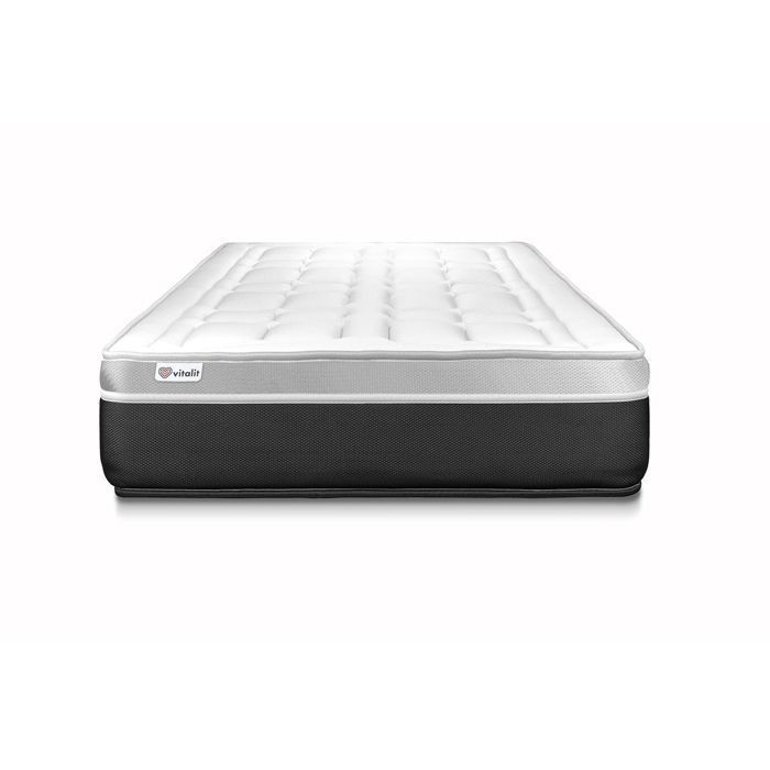 Conjunto de colchón y base de cama de 90x200 cm - Vital Soft Blanco